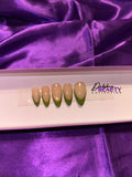 Green French Tip Press On Nail Set