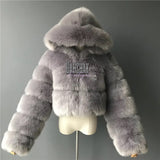 Grey Fur Crop Coat